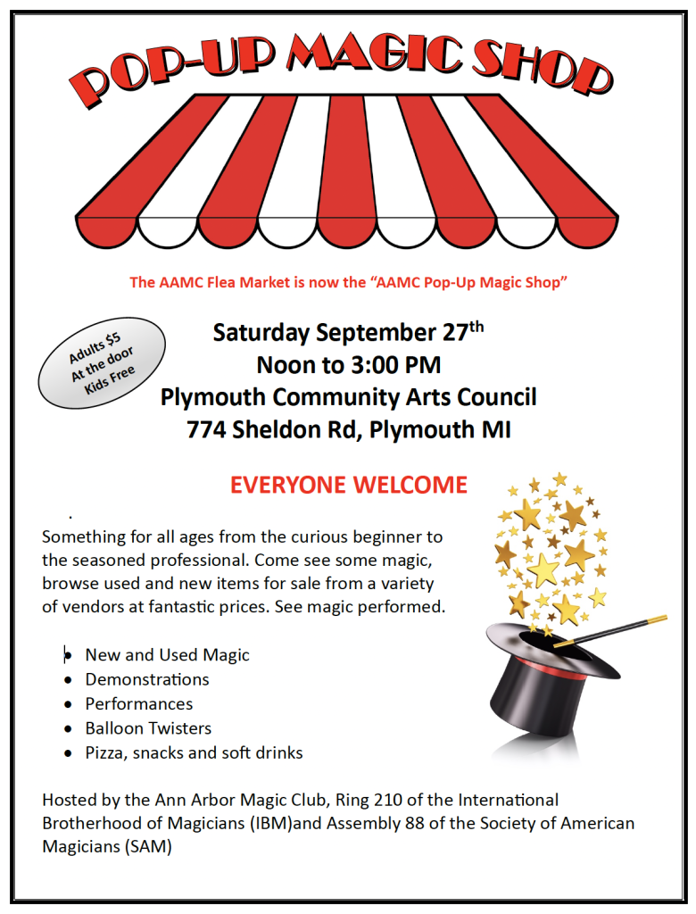 AAMC Pop-Up Magic Shop (Flea Market) @ Plymouth Community Arts Council | Plymouth | Michigan | United States